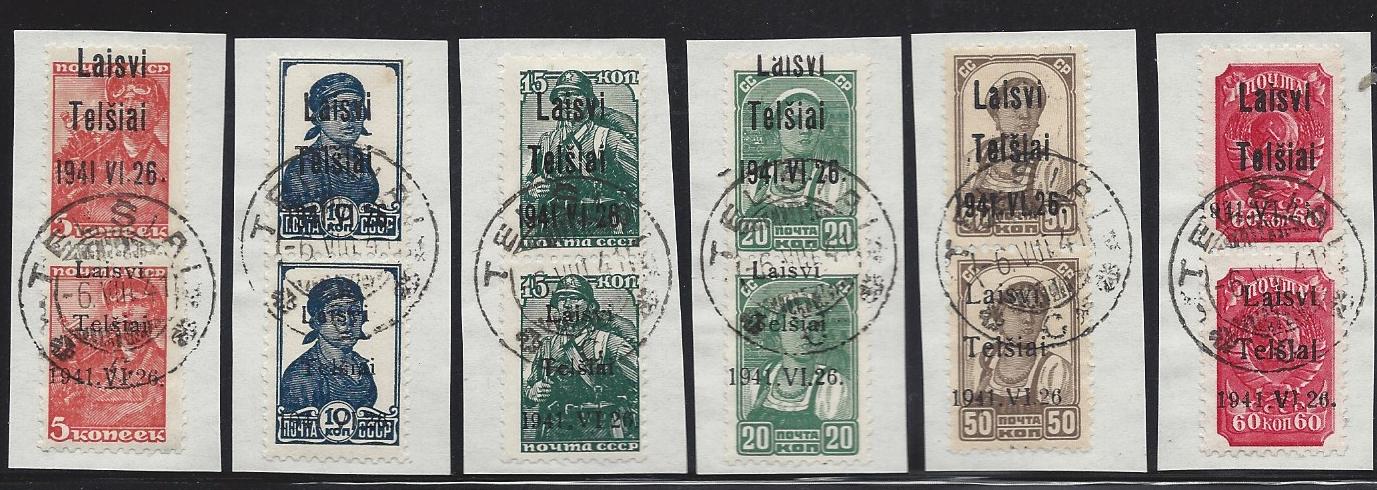 German Occupation - WWII Telsai Michel 1-9 Michel 1-9 Michel 1-9 Michel 1-6T1 Michel 1-7 Michel 1-7 Michel 1-7 Michel 1-7 Michel 7 Michel 11 Michel 10-16 Michel 17I Michel 4-9a,b,c Michel 1a-7a Michel 5 Michel 1-4,6-7T.2+3 